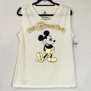 Disney‎ Parks WDW Classic Mickey Mouse Metallic Yellow Tank Top NWT Size Medium